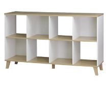 (127/P) RRP £80. Living Elements 4x2 Cube Storage Unit With Wooden Legs White & Oak Finish. (W143...