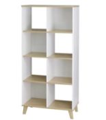 (145/P) RRP £80. Living Elements Clever Cube 2x4 Tall Cube Storage Unit With Wooden Legs White/Oa...