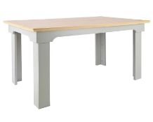 (49/P) RRP £190. Divine Dining Table Grey. Grey Finish With Oak Effect Top. Detailed Frames And S...