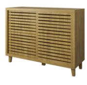 (128/P) RRP £100. Living Elements Sideboard With Sliding Door Mango Oak. (W1200x H887x D390mm).