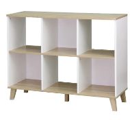 (144/P) RRP £80. Living Elements Clever Cube 2x3 Cube Storage Unit With Legs Oak/White Finish. (H...