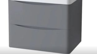 (111/6L) 3x Items. 1x 2 Drawer Hung Cabinet 60cm Gloss Grey With Chrome Handles (104CBB2-DWH-60GY...