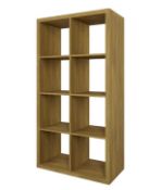 (150/P) Living Elements Clever Cube 2x4 Tall Cube Storage Unit With Wooden Legs White & Oak Finis...