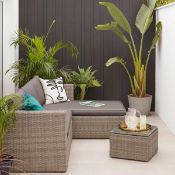 (19/P) RRP £345. Alexandria Grey Rattan Garden Corner Sofa Set. Suitable For Indoor And Outdoor U...