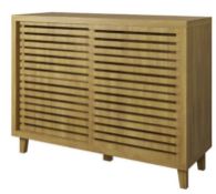 (53/P) RRP £100. Living Elements Sideboard With Sliding Door Mango Oak. (H88.7x W120x D39cm).
