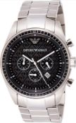 Emporio Armani AR0585 Men's Classic Silver Bracelet Chronograph Watch