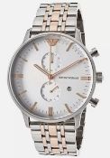 Emporio Armani AR0399 Men's Gianni Stainless Steel Bracelet Chronograph Watch