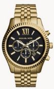 Men's Michael Kors Lexington Gold Bracelet Chronograph Watch Mk8286
