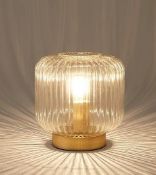 Title: (170/R8) Lot RRP £95. 5x Lighting Items. 3x Ribbed Glass Lamp Clear RRP £15 Each. 2x Rattan