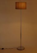 Title: (168/9E) 4x Lighting Items. 1x Pleated Floor Lamp Chrome. 2x Chrome Floor Lamp Clear Square
