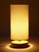 Title: (142/R8) 8x Lighting Items. 4x Cylinder Wood Lamp White Shade. 4x Pebble Lamp Yellow. (All