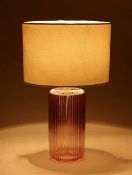 Title: (146/9G) 6x Lighting Items. 1x Ribbed Glass Lamp Rose. 1x Ribbed Glass Table Lamp Gold. 1x
