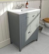 Camberley 600 Satin Grey Vanity Unit. MF6101GR3. 242085. Appears Unused.