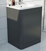 Carter 2 Slate Floor-Door Vanity Unit. 600mm. CWMFSK600GR. Appears Unused.