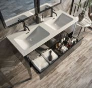 Hale Grey Gloss Double Vanity Unit. 1185X453x830mm. FSTP02/120CAGLGR. Appears Unused.