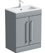 Derwent Floor Standing 600mm Grey Vanity Unit With Doors. CHGR001. Appears Unused.