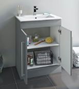 Derwent Floorstanding 600mm Grey Vanity Unit With Doors. CHGR00. Appears Unused.