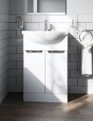 Salerno White 550mm Vanity Unit. MODW5501. Appears Unused.