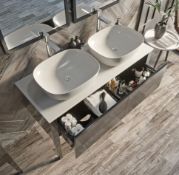 Hale Grey Gloss Countertop Double Vanity Unit. 1185X470x700mm. FSCT01/120CAGLGR. Appears Unused.