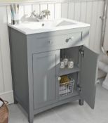 Camberley 600 Satin Grey Vanity Unit. MF6101GR3. Appears Unused.