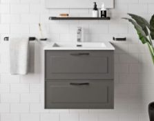 Meier Grey Wall Hung Vanity Unit. 600mm. . Appears Unused.