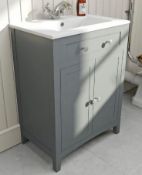 Camberley Satin Grey 600mm Vanity Unit. MF6101GR3. Appears Unused.