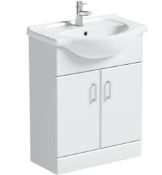 Salerno White 650 Vanity Unit. MODW6501. 259647. Appears Unused.