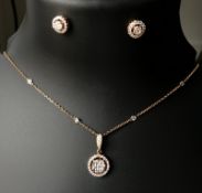 Beautiful 2.08 Carat Diamond Necklace and Earrings set with 18k gold