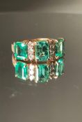 Beautiful 2.20 Carat Natural Emerald Ring With Natural Diamonds And 18k Gold