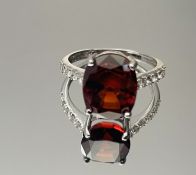 Beautiful Natural Hessonite Garnet 5.67 Ct Natural Diamonds & 18k White Gold