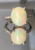 Beautiful Natural 3.15k Fire Opal Ring With Natural Diamonds And 18k Gold
