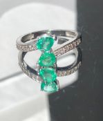Slytherin Harry Potter Natural Emerald Ring With Natural Diamonds And 18k Gold