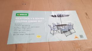 (54/Mez) RRP £200. Wexfordly 6 Seater Metal Garden Furniture Dining Set. Modern Grey And Multistr...