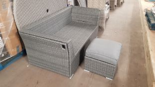 (35/Mez) 2x Bambrick Grey Rattan Furniture Set Items. 1x 2 Seater Sofa With Storage Compartment (...