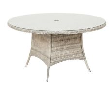 (99/Mez) RRP £299. Hartington Florence Collection Round Rattan 6 Person Dining Table With Glass T...