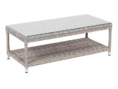 (36/Mez) Hartington Florence Collection Sofa Set Rattan Coffee Table RRP £150. Powder Coated Alum...