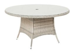 (105/Mez) RRP £299 (When Complete). Hartington Florence Collection Round Rattan 6 Person Dining T...