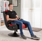 (76/Mex) RRP £199. X-Rocker Vision 2.1 Wireless Pedestal Chair Red. Lot Comes With Cables & Fixin...