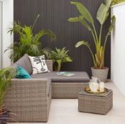 (5/Mez) RRP £345. Alexandria Grey Rattan Garden Corner Sofa Set. Stylish Wicker And Comfortable G...