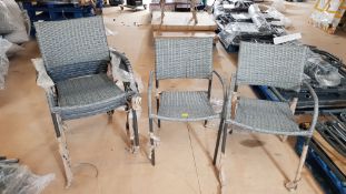 (102/Mez) 9x Bambrick Grey Rattan Stackable Chair. (7x Have Loose Rattan, 2x Appear As New).