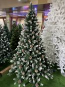 10 x Christmas Tree Artificial with Snow Frosted Tips and Pine Cones 6FT