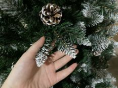 10 x Christmas Tree Artificial with Snow Frosted Tips and Pine Cones 6FT