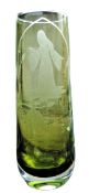 Vintage Caithness Crystal Colin Terris Signed Romeo & Juliet Etched Vase