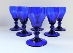 Vintage Set of 6 Cobalt Blue Sherry/Liqueur Glasses