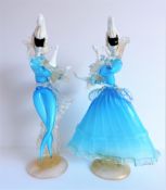 Rare Murano Ceasre Toso Venetian Glass Masked Dancers Statuettes
