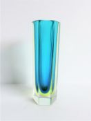 Murano Alessandro Mandruzzato Hexagonal Glass Vase