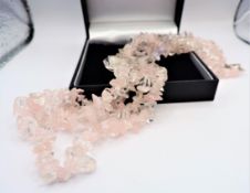 Natural Rose Quartz Double Strand Necklace