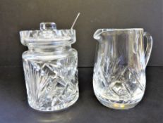 Vintage Royal Brierley Crystal Lidded Preserve Pot and Milk Jug
