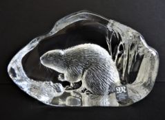Signed Mats Jonasson Beaver Paperweight Sculpture 14cm Wide
