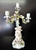 Antique German 'Sitzendorf' Figural Porcelain Candelabra circa 1880's